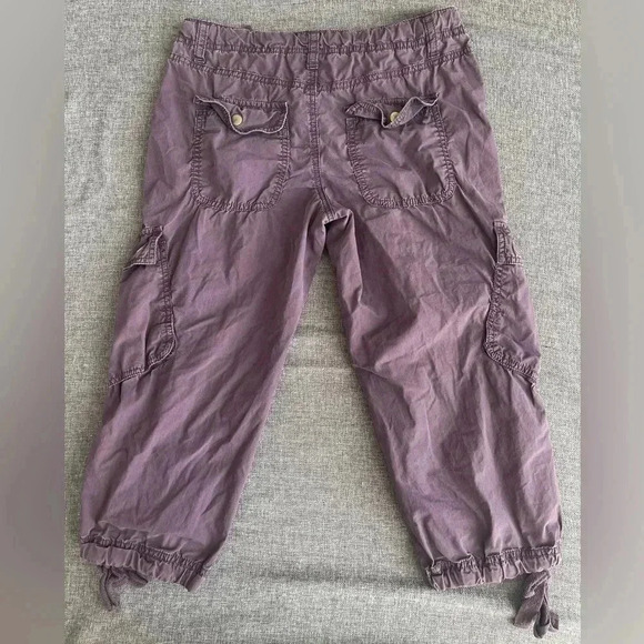 London Jean‎ Chino Short Pants Size 0 Purple 100% Cotton Cargo With Tie - Picture 2 of 9